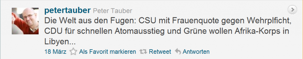 MdB Peter Tauber (CDU) auf Twitter